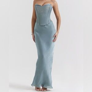 House of CB Amadi Cool Blue Floor Length Maxi Skirt